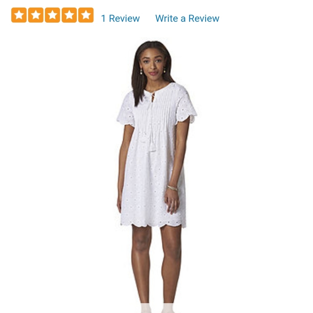 White Short Sleeved Eyelet Dress 1xl